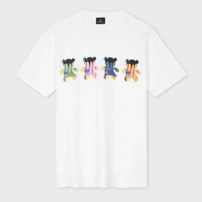 Ps By Paul Smith Mens Reg Fit Ss T Shirt Teddy Multi White