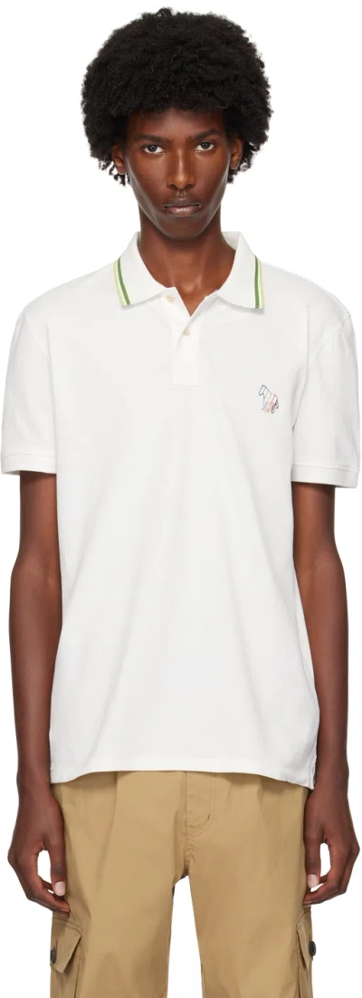 Ps By Paul Smith White Zebra Polo In 02a -