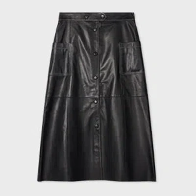 Ps By Paul Smith Women's Black A-line Leather Skirt