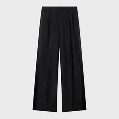 Ps By Paul Smith Women's Black Contrast Satin Wide-leg Trousers