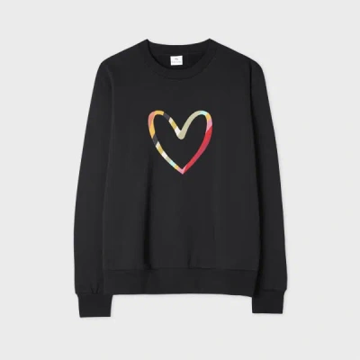 Ps By Paul Smith Women's Black Embroidered 'swirl Heart' Sweatshirt
