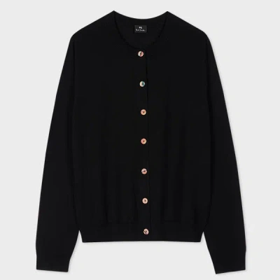 Ps By Paul Smith Women's Black Knitted Cardigan With 'swirl' Buttons