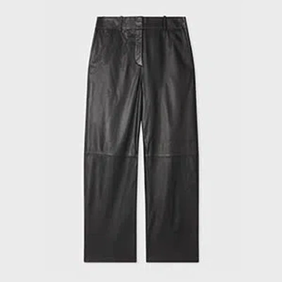 PS BY PAUL SMITH WOMEN'S BLACK LEATHER STRAIGHT-LEG TROUSERS
