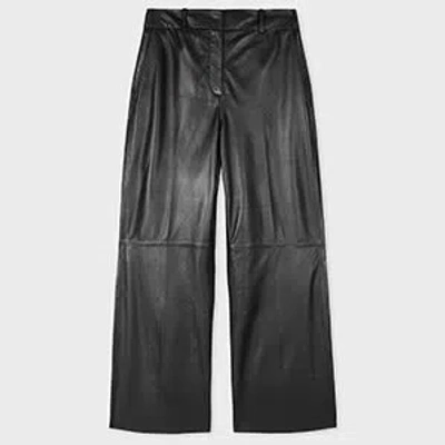 Ps By Paul Smith Women's Black Leather Trousers