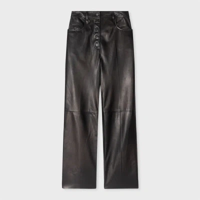 Ps By Paul Smith Women's Black Leather Trousers