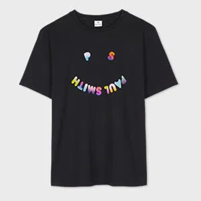 PS BY PAUL SMITH WOMEN'S BLACK PS 'HAPPY' GRADIENT T-SHIRT
