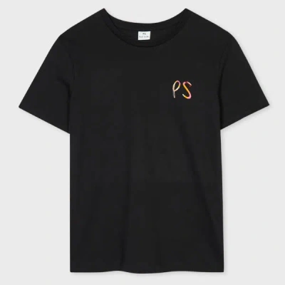 PS BY PAUL SMITH WOMEN'S BLACK 'SWIRL' PS LOGO T-SHIRT