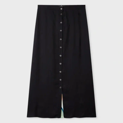 Ps By Paul Smith Women's Black Viscose Button Front Skirt