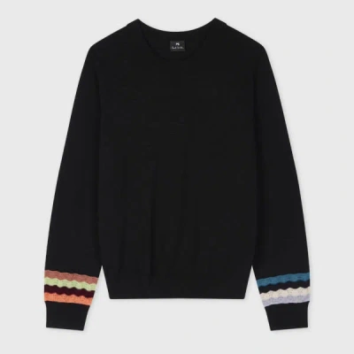 Ps By Paul Smith Women's Black Zig Zag Sleeve Sweater