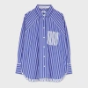 PS BY PAUL SMITH WOMEN'S BLUE CONTRAST STRIPE COTTON SHIRT