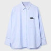 Ps By Paul Smith Women's Blue Striped Shirt With Cat Embroidery In Blue