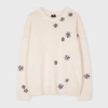 Ps By Paul Smith Women's Blush Knitted 'chamomile Floral' Embroidered Sweater White In White
