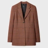 Ps By Paul Smith Women's Brown Check Jacket Orange In Brown