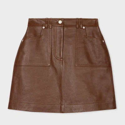 Ps By Paul Smith Women's Brown Leather Skirt
