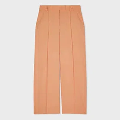 Ps By Paul Smith Women's Coral Wool Cropped Pleated Trousers Orange
