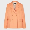 Ps By Paul Smith Women's Coral Wool Double-breasted Blazer Orange In Orange