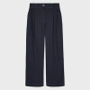 Ps By Paul Smith Women's Cotton-blend Navy Pleated Cropped Trousers Blue In Blue
