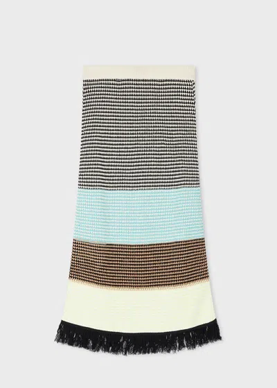 Ps By Paul Smith Women's Cotton Mixed Stripe Crochet Knitted Skirt Black