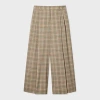 Ps By Paul Smith Women's Cream And Blue Check Wide-leg Culotte Cropped Trousers Brown In Brown