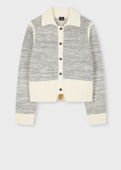 Ps By Paul Smith Women's Cream Collared Knitted Jacket White