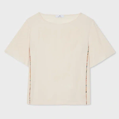 Ps By Paul Smith Women's Cream Silk-blend 'swirl Piping' Top White