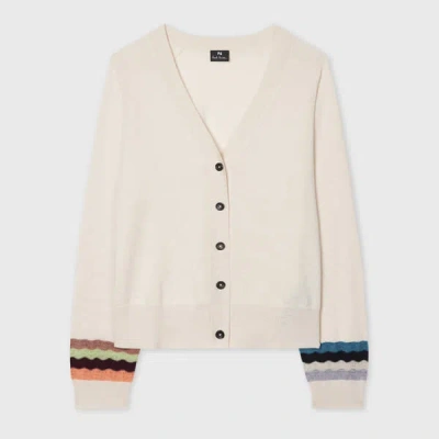 Ps By Paul Smith Women's Cream Zig Zag Sleeve Cardigan White