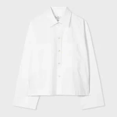 Ps By Paul Smith Women's Cropped Cotton White Shirt
