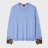 Ps By Paul Smith Women's Dusty Blue Merino Wool Stripe Cuff Sweater