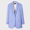 Ps By Paul Smith Women's Dusty Blue Wool Hopsack Longline Blazer In Blue