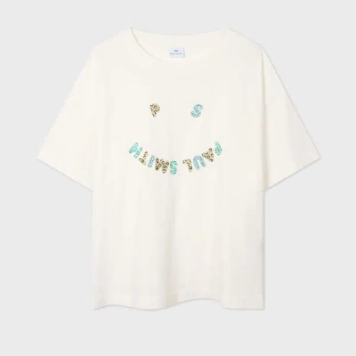 Ps By Paul Smith Women's Ecru 'animal Happy' T-shirt White In Neutral