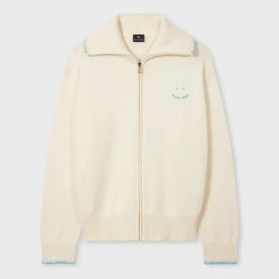 Ps By Paul Smith Women's Ecru Organic Cotton 'happy' Zip Cardigan White