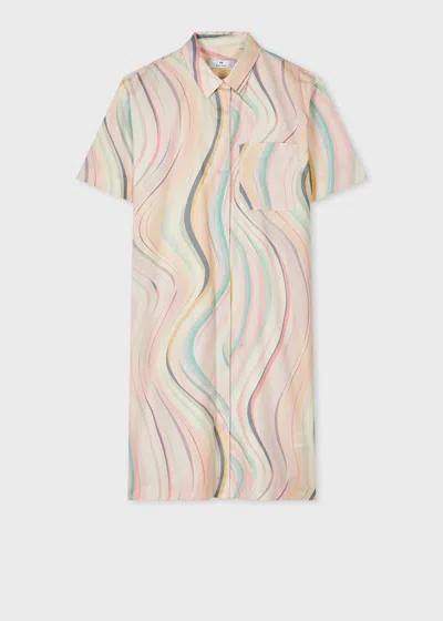 PS BY PAUL SMITH WOMEN'S 'FADED SWIRL' SHIRT DRESS MULTICOLOUR