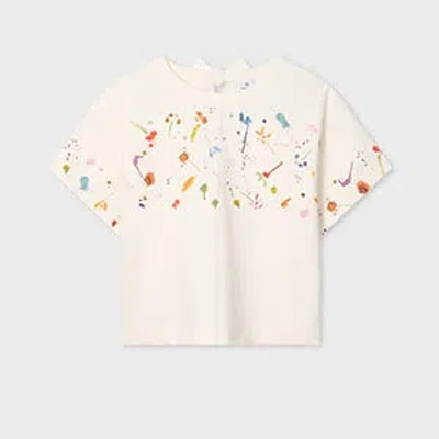 Ps By Paul Smith Women's 'floating Flowers' Cotton T-shirt White