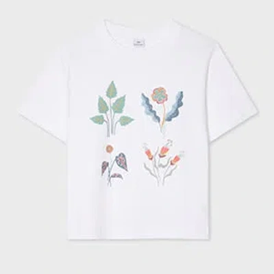 Ps By Paul Smith Women's Floral Print T-shirt White