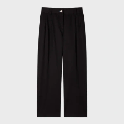 Ps By Paul Smith Women's Garment-dyed Black Barrel-leg Trousers