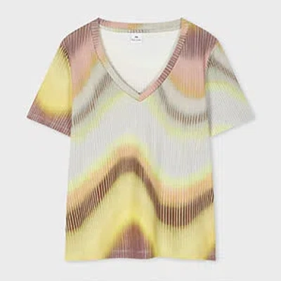 Ps By Paul Smith Women's 'gradient Wave' V-neck T-shirt Multicolour