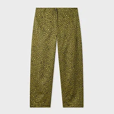Ps By Paul Smith Women's Khaki 'animal' Print Barrel-leg Trousers Brown In Green