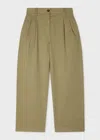 Ps By Paul Smith Women's Khaki Garment Dyed Pleated Wide-leg Cropped Trousers Green In Green