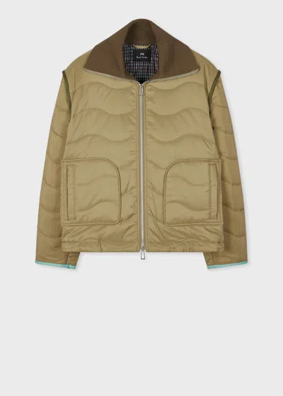 Ps By Paul Smith Women's Khaki Quilt Jacket Green
