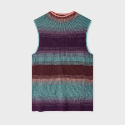 Ps By Paul Smith Women's Knitted Stripe Sleeveless Top Blue