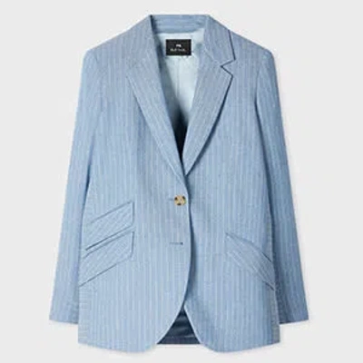 Ps By Paul Smith Women's Light Blue Pinstripe Blazer