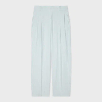 Ps By Paul Smith Women's Light Blue Pinstripe Pleated Tailored Trousers