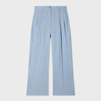Ps By Paul Smith Women's Light Blue Pinstripe Trousers