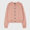 Ps By Paul Smith Women's Light Pink Contrast-stitch Placket Knitted Merino-blend Cardigan In Pink