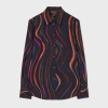 Ps By Paul Smith Women's 'midnight Swirl' Satin Georgette Shirt Blue In Blue