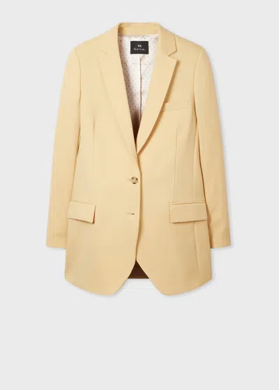Ps By Paul Smith Women's Muted Yellow Wool Longline Blazer