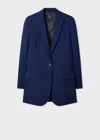 Ps By Paul Smith Women's Navy Blue Wool Longline Blazer