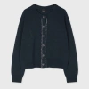 Ps By Paul Smith Women's Navy Contrast-stitch Placket Knitted Merino-blend Cardigan Blue In Blue