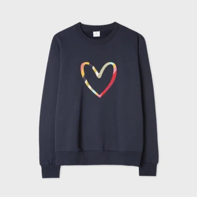 Ps By Paul Smith Women's Navy Embroidered 'swirl Heart' Sweatshirt Blue