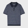 Ps By Paul Smith Women's Navy Textured Cotton Knitted Polo Shirt Blue In Blue